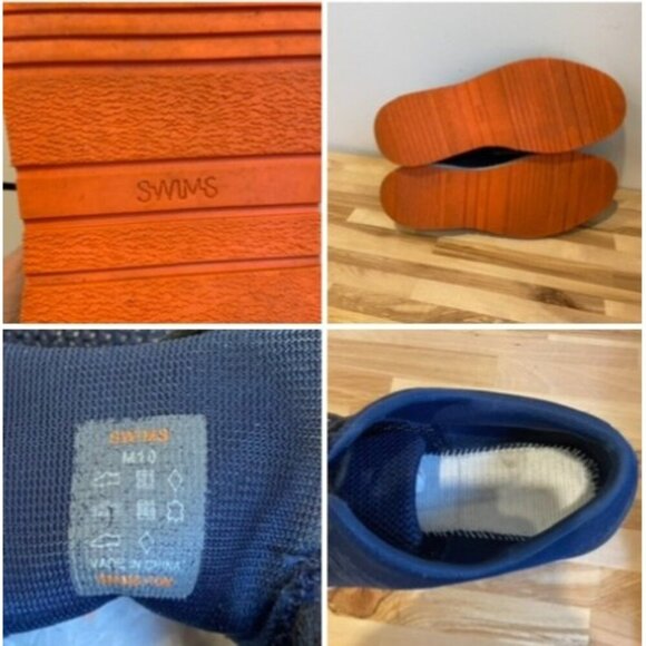 Swims Mens Navy Blue Knit Lace-Up Sneakers With White & Orange Sole Oxford 10 - Picture 8 of 14